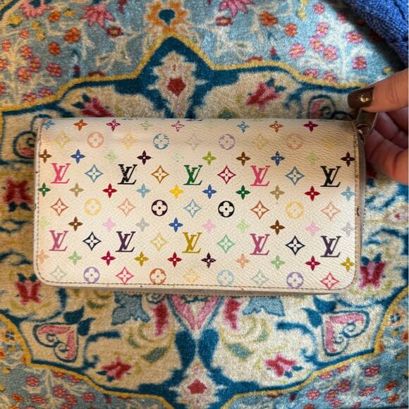 Louis Vuitton Takashi, Murakami collaboration, long zippy wallet w/pink interior - Picture 1 of 6